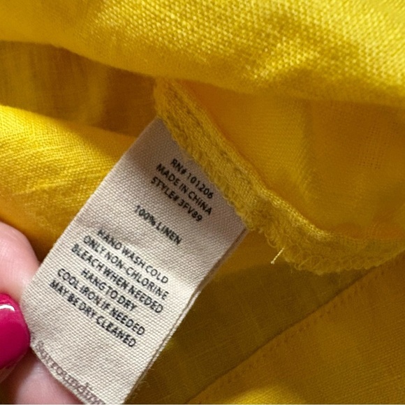 Soft Surroundings Milano 100% Linen Dress Sz MP Yellow Sunstruck Boho Beachy - Picture 4 of 5